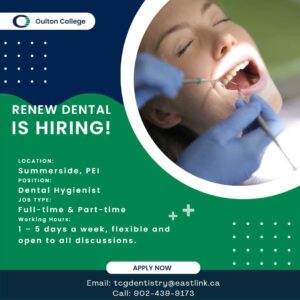 Job Posting for dental hygiene students at oulton college with a great opportunity.