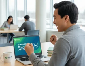 Oulton College logo, with a Mine Craft landscape. this symbolises the process of Gathering all the required documents and information for your Canadian Student Loans Application.