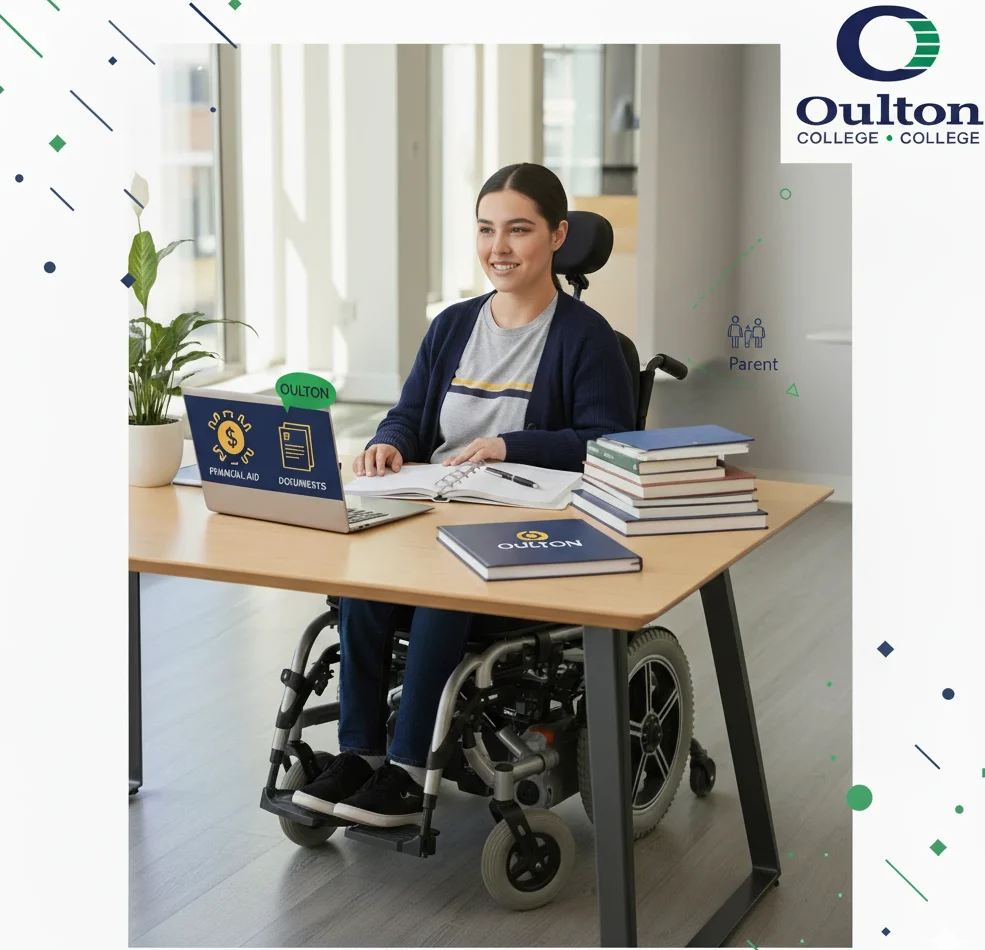 Student with a disability in a wheel chair, Applying for Canadian Student Loans.