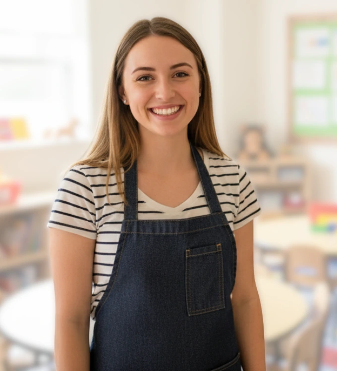Early Childhood Education Student, from Oulton College in a early childhood class environmentt, during a hands-on experience practical, at her on-the-job-training. Oulton College Educational assistant Program.