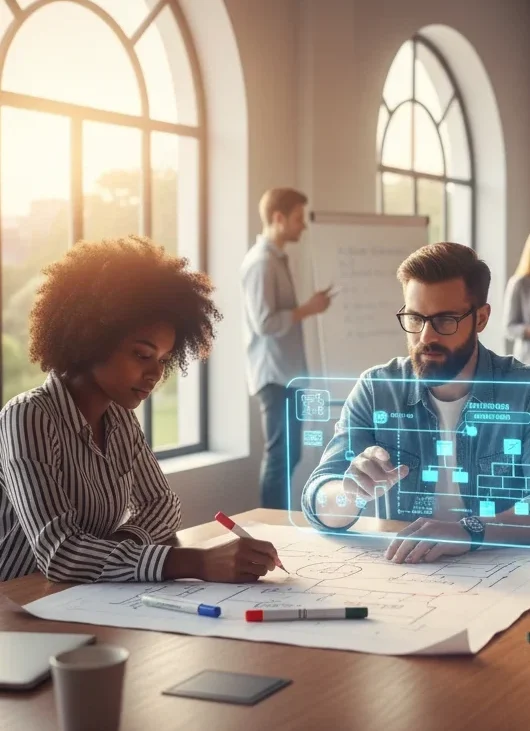 Female student practicing the study Hacks Mind Map and Visualisation. A male student seated next the female student practicing Memorization techniques.