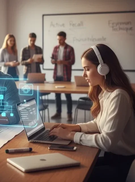 Female student practicing the study Hacks, The Pomodoro Technique.