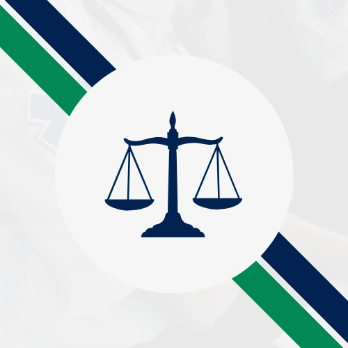 scale icon in the Oulton College colors to visually show the balance of work and life for the duration of the program.