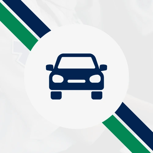 vehicle icon in the Oulton College colors to visually show the less time spent commuting due to the online courses element, for the duration of the program.