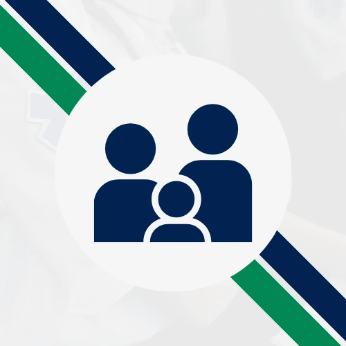 Family icon in the Oulton College colors to visually show that busy parent are welcome to join the program.