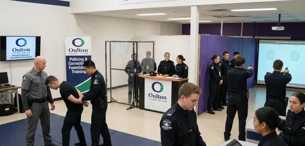 Policing and Corrections Careers in NB, Students training at Oulton College in Moncton in the Policing and Corrections Foundation Program.
