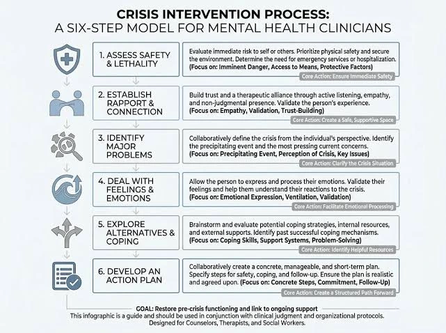 Core steps in professional crisis intervention. Source: ICANotes